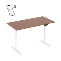 Connected Sit-stand electric desks, White frame / walnut top