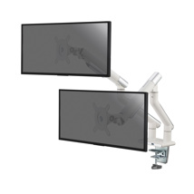 Full Motion desktop stand for 2 PC monitors 17´´-32´´ with USB, White
