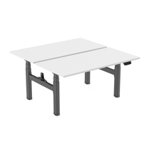 Doble escritorio sentado/de pie motorizado 120x75cm, Altura 62-128cm, Tableros blancos / Base negra