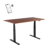 Connected Sit-stand electric desks, Black frame / walnut top